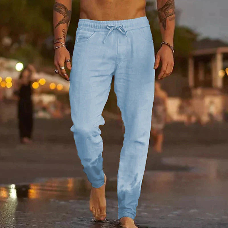 Ettore relaxed-fit linen-look trousers Light Blue