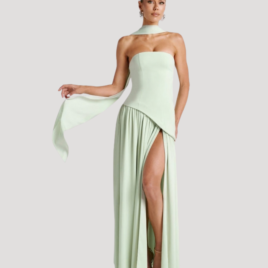 Ottavia strapless slit maxi dress Mint Green