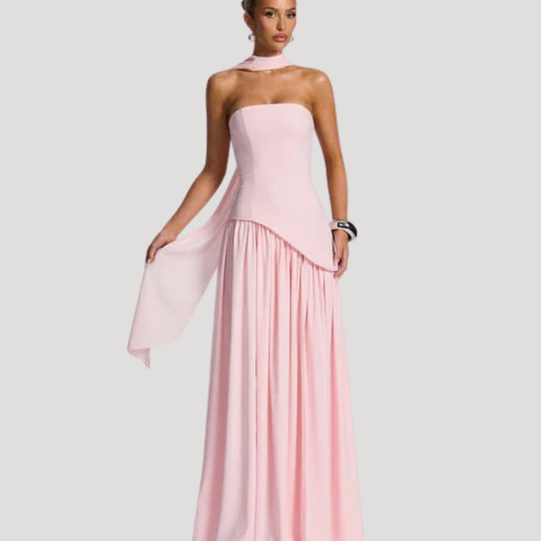 Ottavia strapless slit maxi dress Dusty Pink