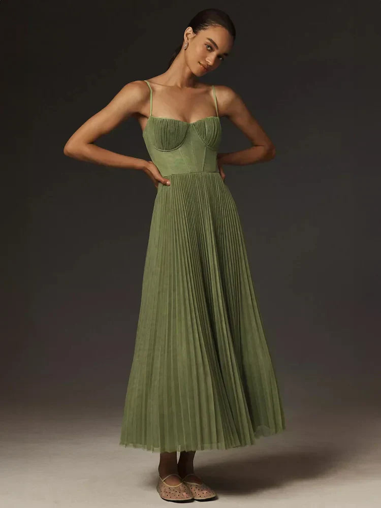 Ginevra women's pleated tulle bodice midi dress - view 1