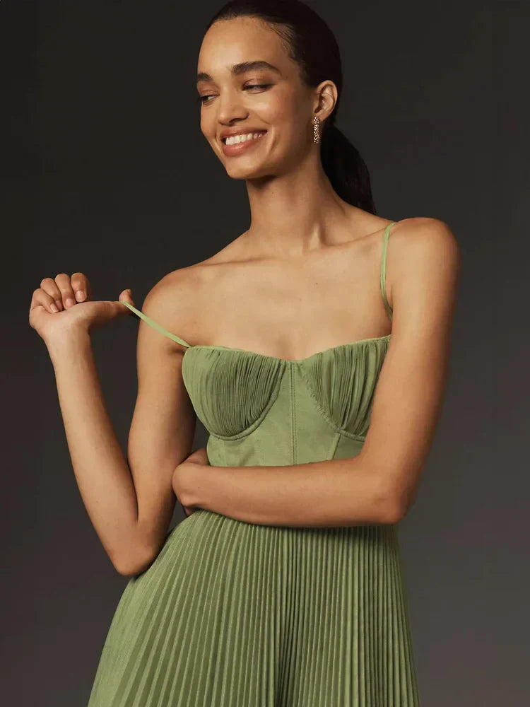 Ginevra women's pleated tulle bodice midi dress - view 2