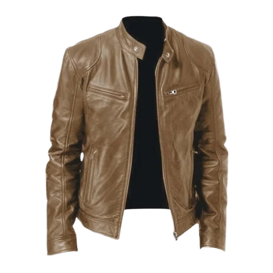 Riccardo zip-front jacket in Beige