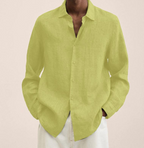 Saverio classic men's linen-look shirt in Yellow