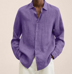 Saverio classic men's linen-look shirt in Purple