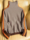 Women's chevron mock-neck sweater orange front