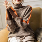 Women's chevron mock-neck sweater view 3