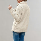 Women's white relaxed teddy blazer jacket, back view