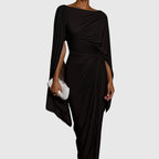 Women’s one-shoulder pleated maxi dress