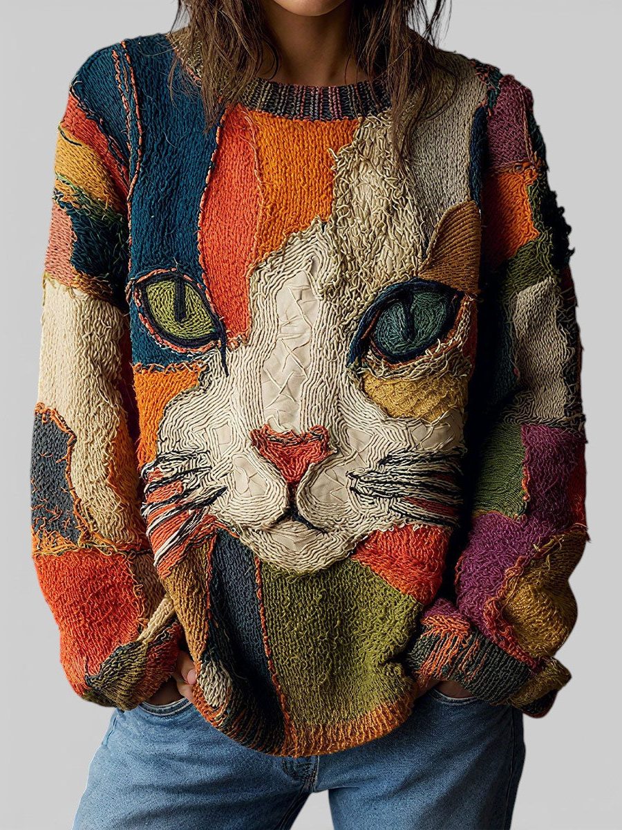 Women's oversized animal graphic sweater front