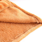 Close-up of front edge and plush texture on women's brown coat