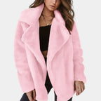 Women's oversized plush lapel coat in pink