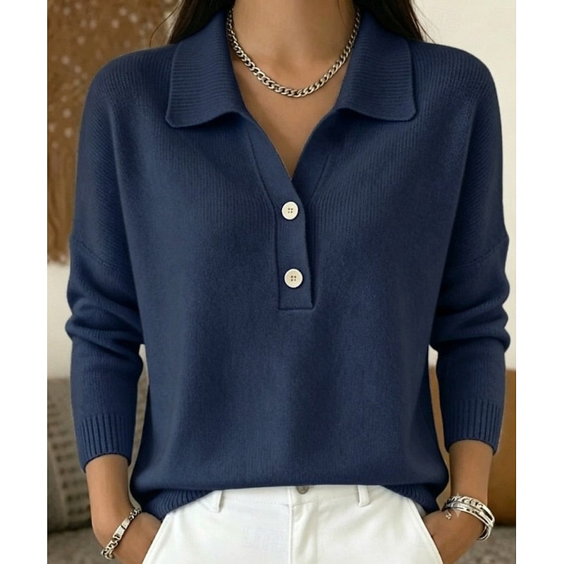 Elisa | Women's Refined Collared Button-Detail Pullover – original product photo 5