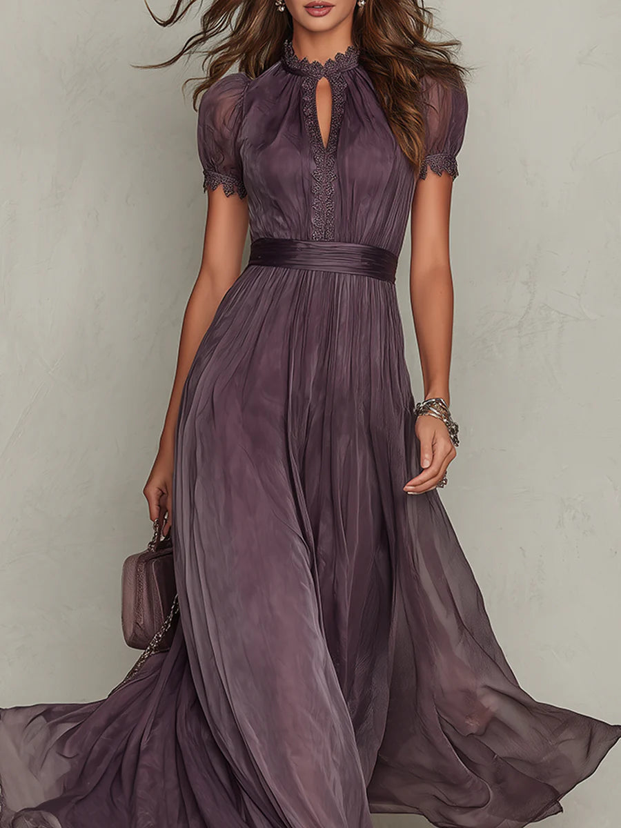 Women's Lace-Trim Maxi Dress with Gathered Waist original product image 4